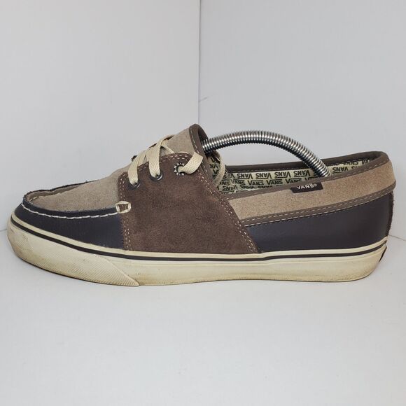 Vans Mens Sz 10.5 Suede Leather Boat Deck Shoes Loafers Brown - Picture 1 of 10